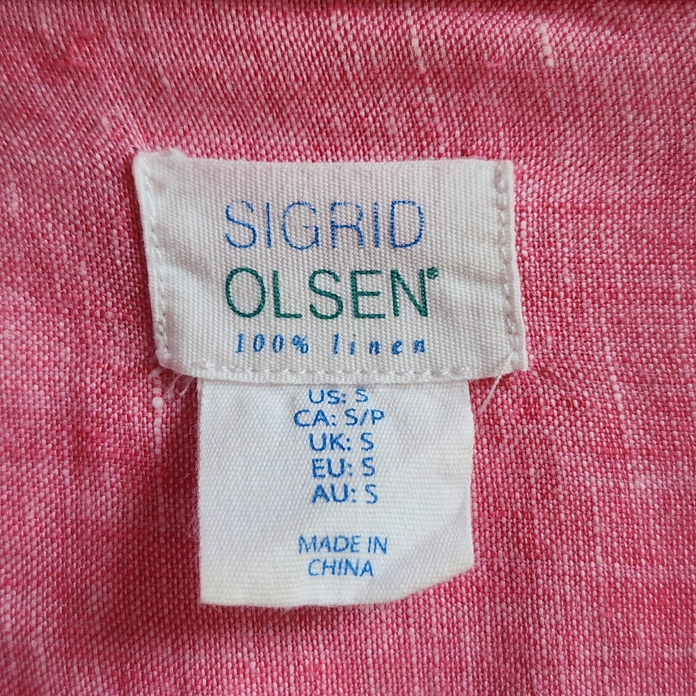 SIGRID OLSEN 100% linen pink tunic top, size S - Picture 7 of 8